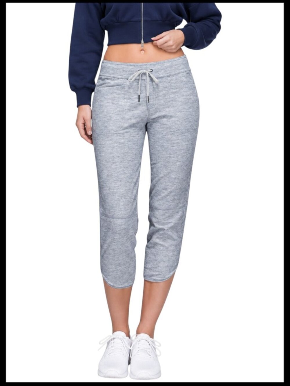 Lululemon Keep It Cool Crop Pants Navy Grey Space Dye Low Rise Size 4